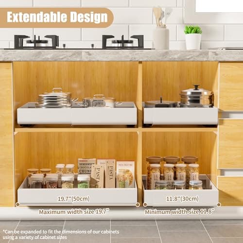 Heavy Duty Expandable Cabinet Organizer, Slide Out Drawers for Kitchen, Pantry, Garage, and Bathroom Storage