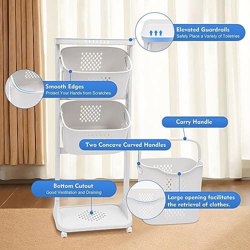 3-Tier Rolling Laundry Sorter with Wheels