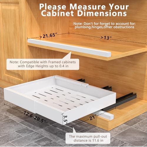 21" Deep 2Pack Expandable Cabinet Organizers, White