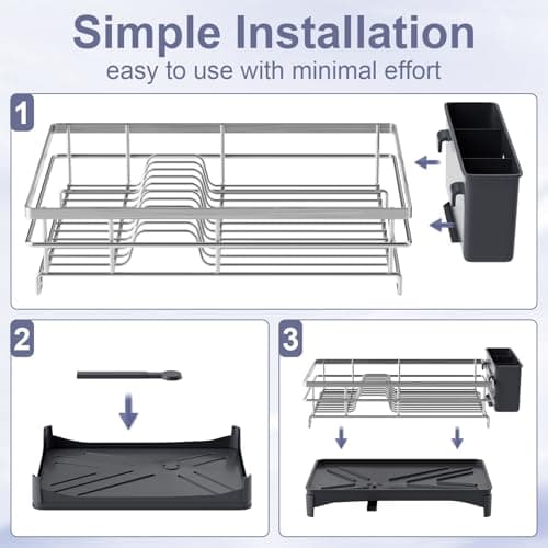 Stainless Steel Kitchen Drying Rack with Drainer and Cutlery Holder