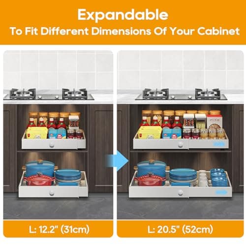 Expandable Cabinet Organizer with Adhesive Nano Film - White