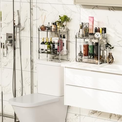 Over Toilet 2-Tier Acrylic Bathroom Organizer - No Drill Installation for Space Saving