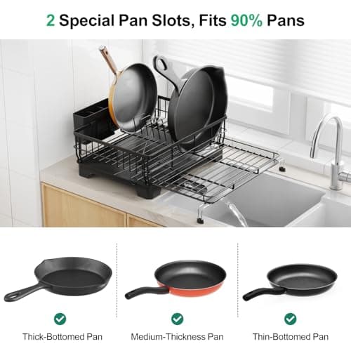 GSlife Large Extendable Dish Drying Rack - Black