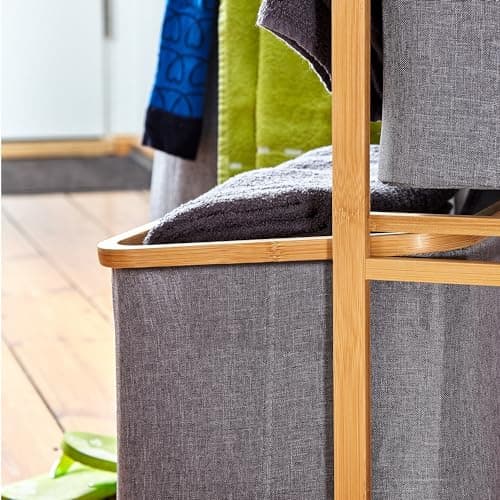 Bamboo 3-Tier Pull-Out Hamper Organizer with Towel Cabinet Handle