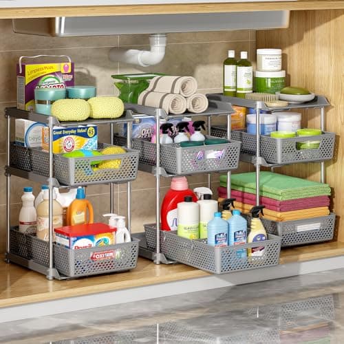 White 3 Tier Under Sink Organizer with Dividers