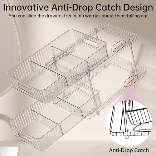 Delamu 2 Pack Bathroom & Kitchen Organizer, Snap-Lock Medicine Cabinet & Movable Divider