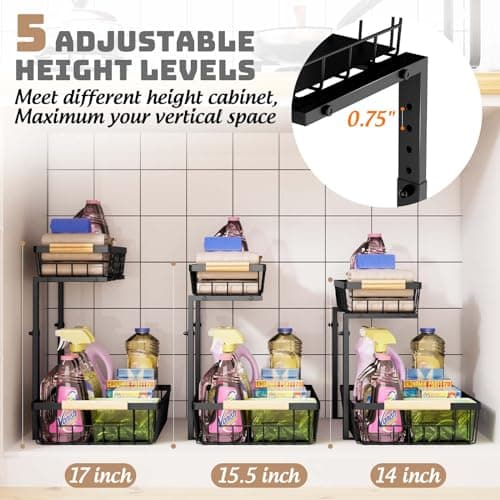 Slide Out Under Sink Storage Shelf for Kitchen and Bathroom Cabinets