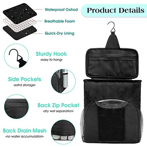 Attmu Large Capacity Mesh Shower Caddy, Quick Dry Hanging Toiletry Bag for College Dorm Room Essentials