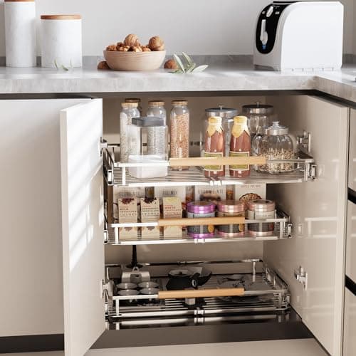Adjustable Pull Out Cabinet Organizer for Kitchen and Bathroom - 2-Pack