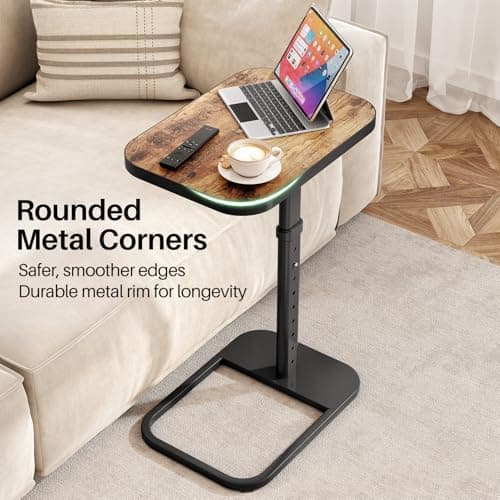 Kitstorack Adjustable Height TV Tray Table with Flip-Over Panel for Sofa Arm Ends