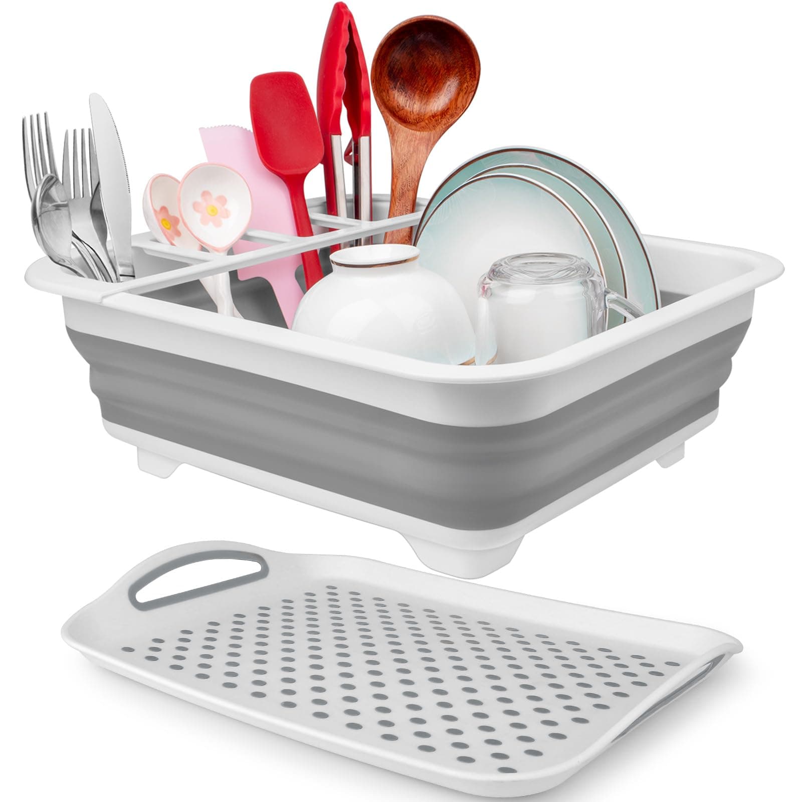 Portable Collapsible Dish Drying Rack with Drainboard for Kitchen Sink RV Accessories