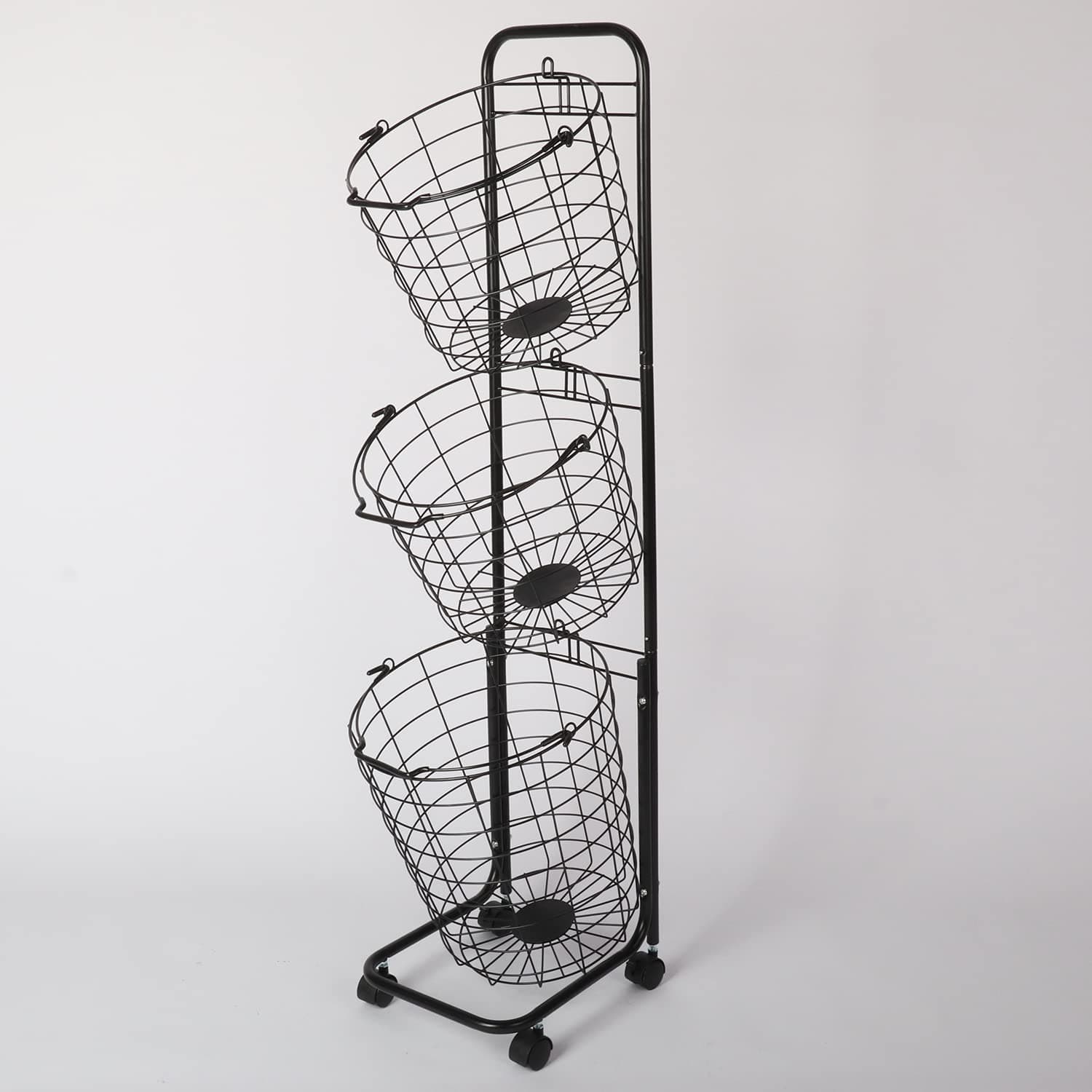 3-Tier Rolling Lockable Laundry Trolley with Metal Storage Shelf