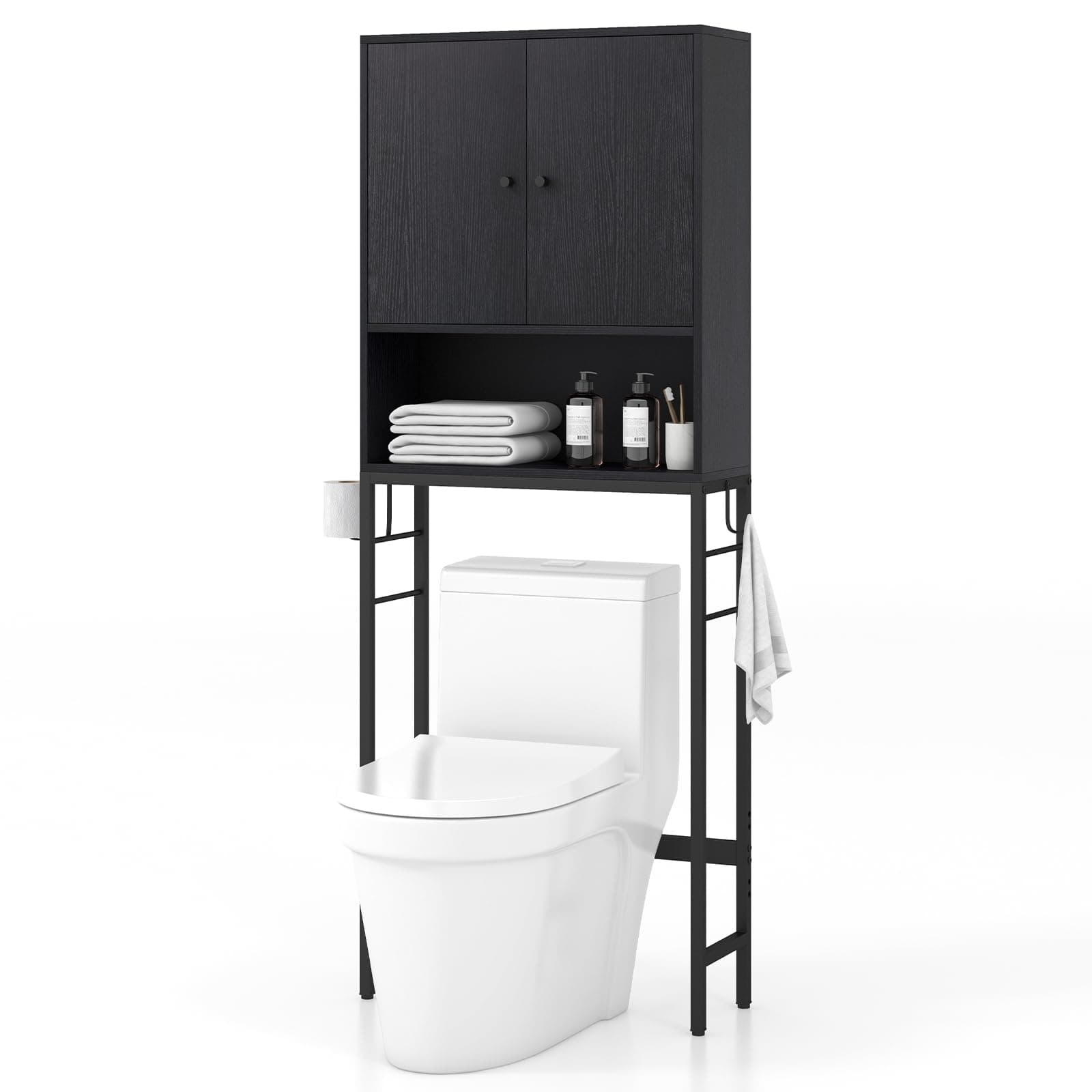 Giantex Anti-Tip Over Toilet Storage Cabinet - Bathroom Organizer