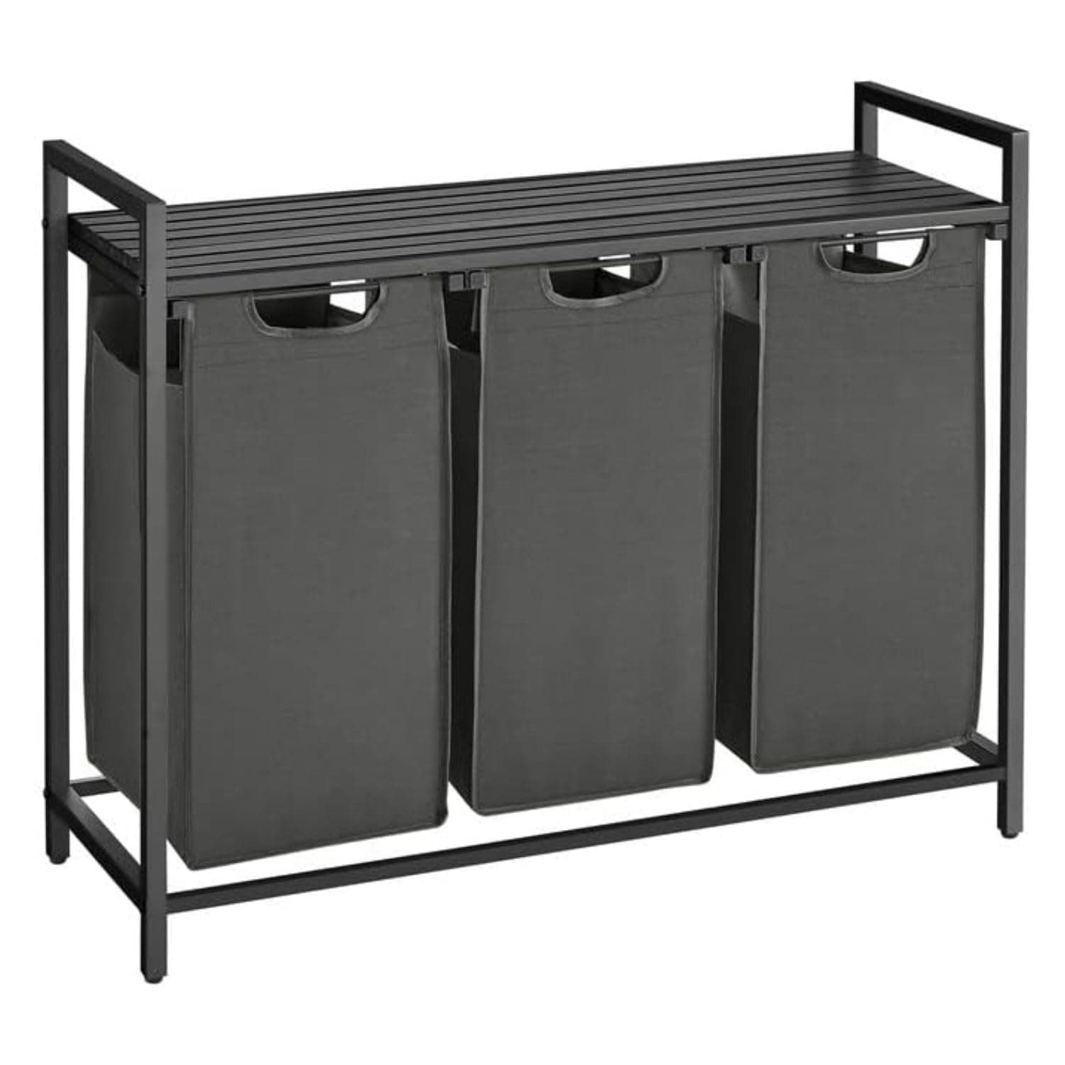 VASAGLE Laundry Sorter with 3 Bags, Metal Frame, 3 x 10 Gallons, Black and Gray