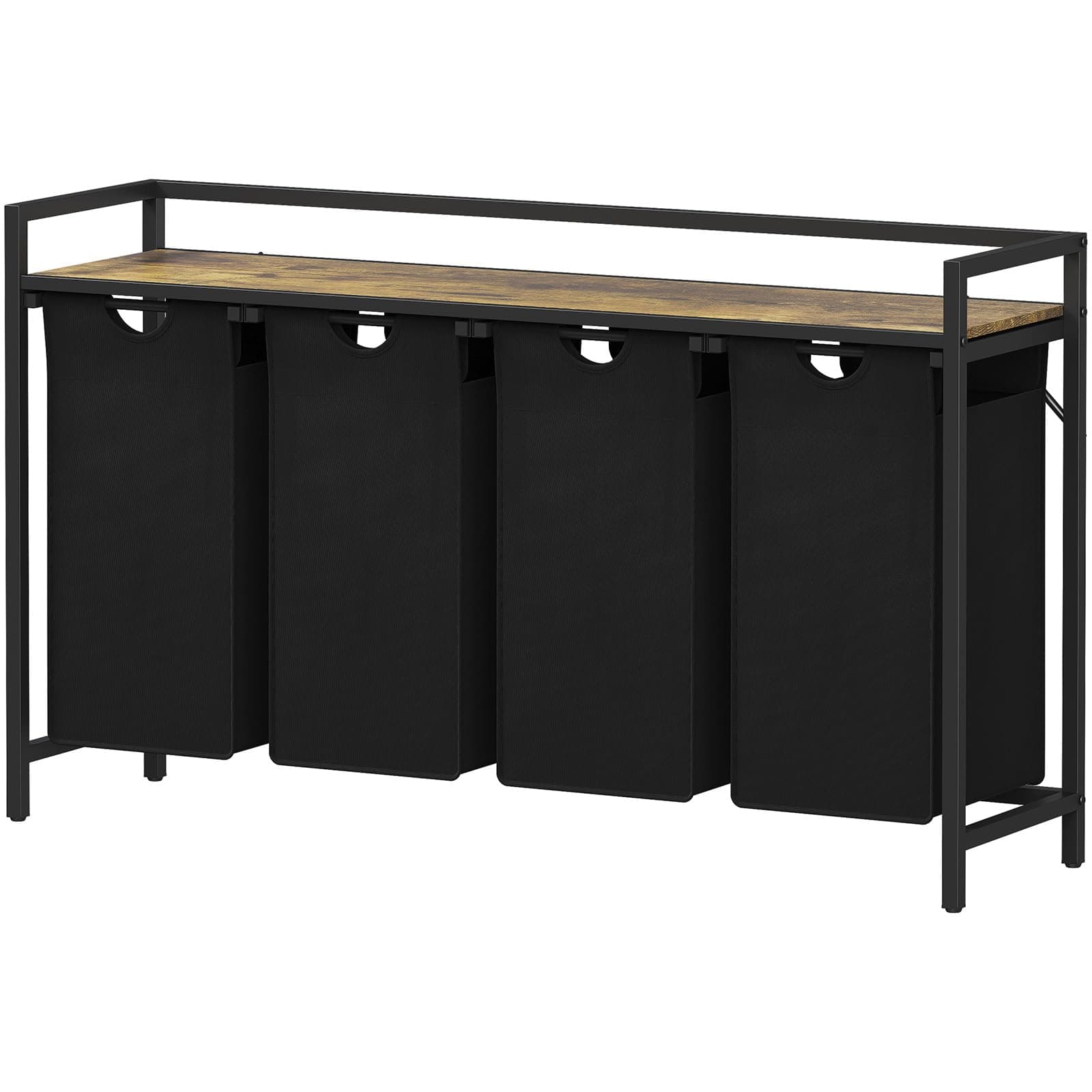 Lifewit 4-Section Laundry Hamper with Bags & Handles, 168L, Black