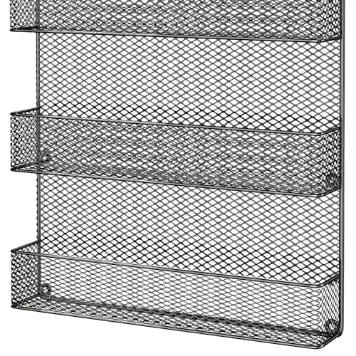 Home-Complete Black Space-Saving 5-Tier Wall-Mount Spice Rack Organizer