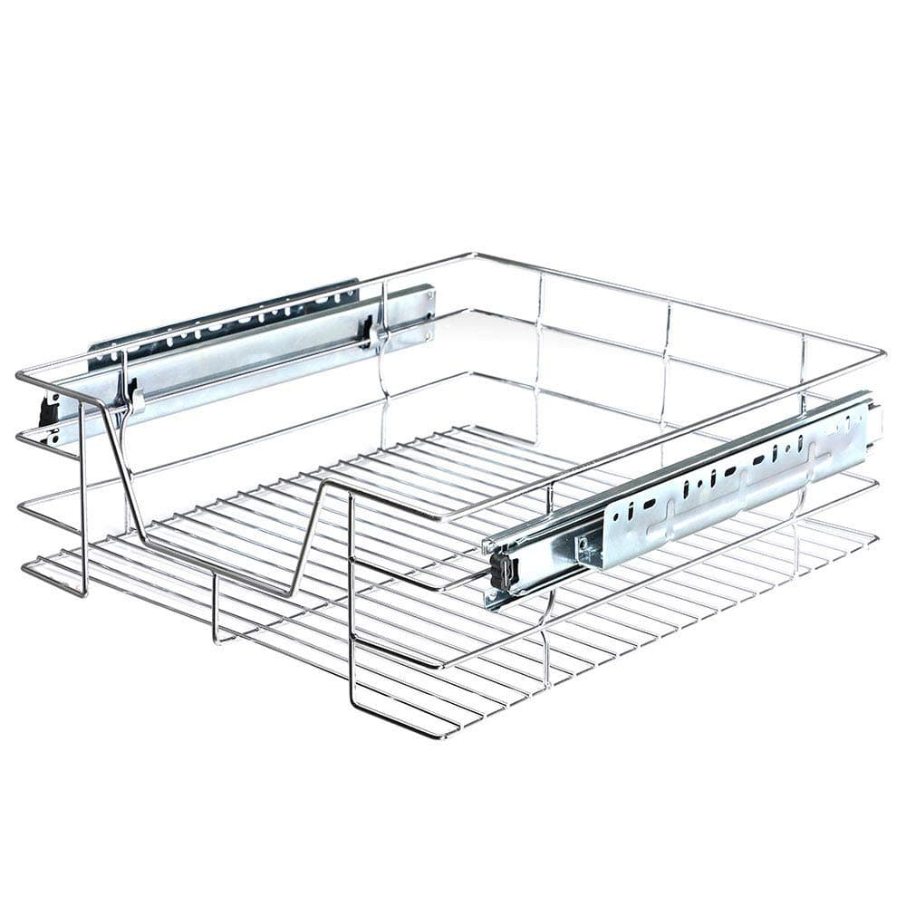 Telescopic Kitchen Drawer with Removable Shelf and Stainless Steel Rail