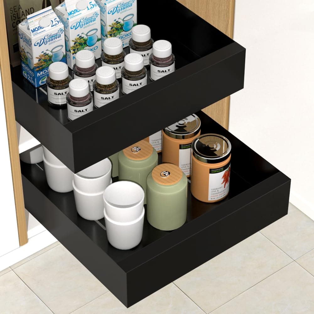 Carbon Steel Kitchen Pull Out Cabinet Organizer with Nano Adhesive Strip