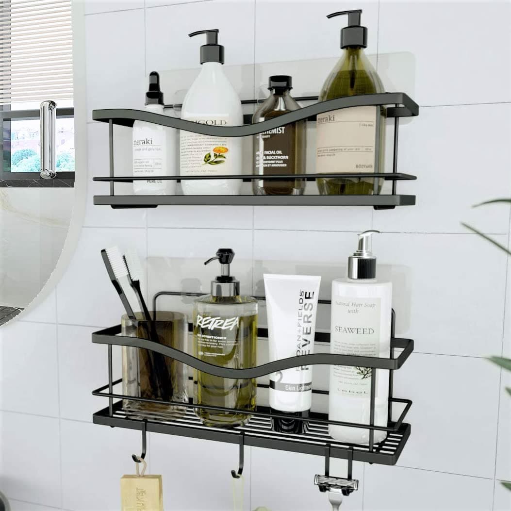 KINCMAX Premium Rustproof Stainless Steel Shower Caddy, Matte Black