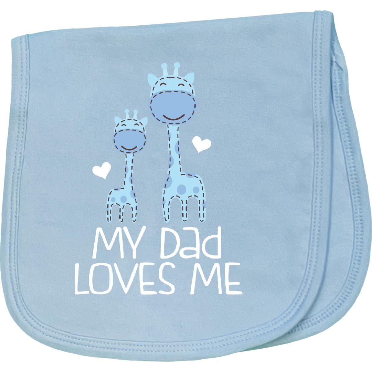 Dad Loves Me Giraffe Baby Burp Cloth for Boys - Light Blue