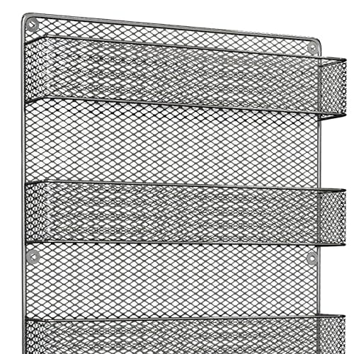 Home-Complete Black Space-Saving 5-Tier Wall-Mount Spice Rack Organizer