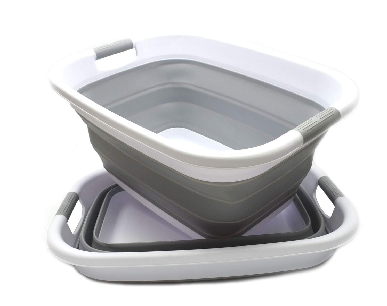 Sammart 2-Pack 31L Collapsible Laundry Basket - Pop-Up Storage - Water Capacity 23L (2, Grey)