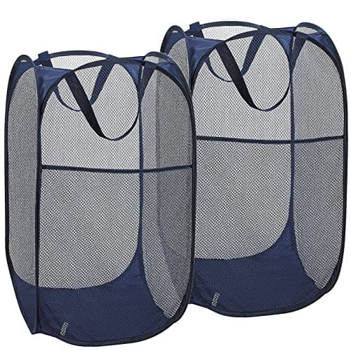 Popup Laundry Hamper 2-Pack, Foldable Mesh Basket for Dorm, Laundry Room, Bedroom, RV