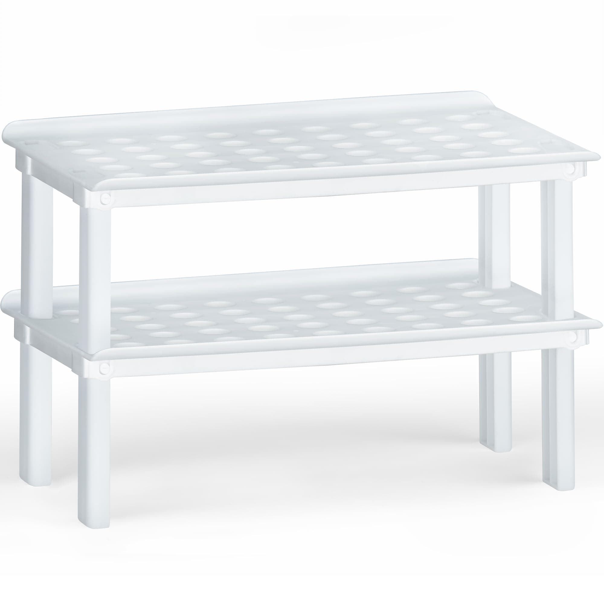 DecorRack White Plastic Counter and Cabinet Shelves 10x7x3.5 (Set of 2)