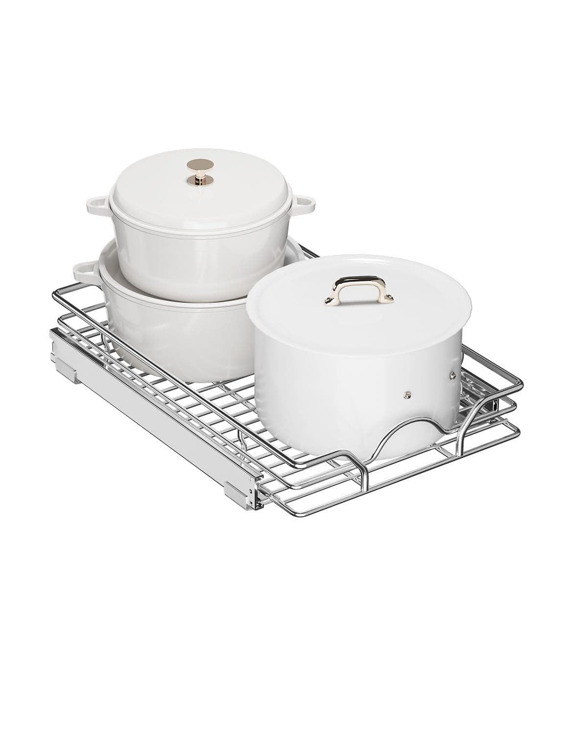 StorageWorks Slide Drawer Cabinet Organizer, Kitchen & Bathroom Pantry, 14" x 21", Chrome, Silver