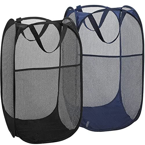 Popup Laundry Hamper 2-Pack, Foldable Mesh Basket for Dorm, Laundry Room, Bedroom, RV