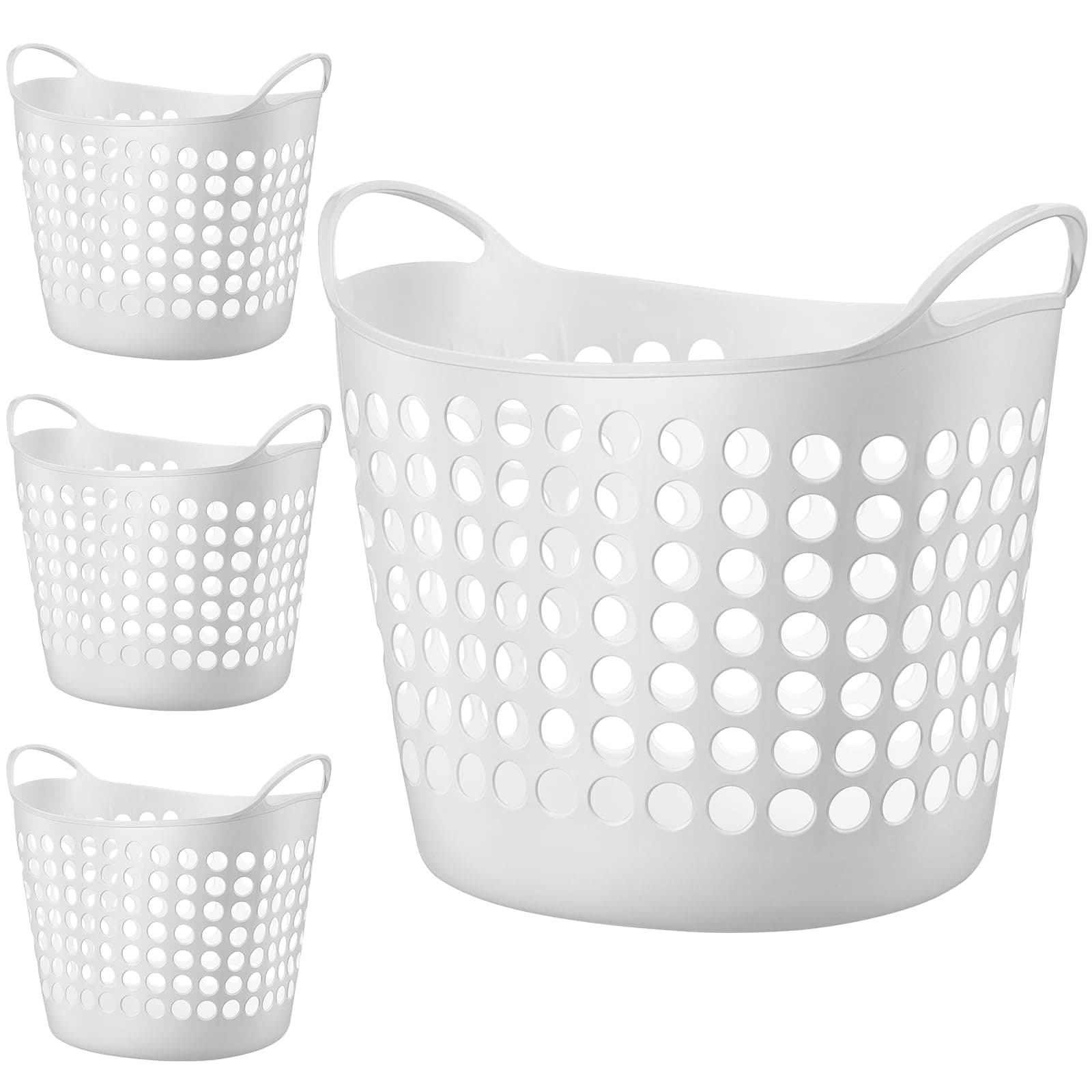 Suclain 3pcs Flexible Laundry Basket Set White Large Versatile for College Dorm Laundry Room