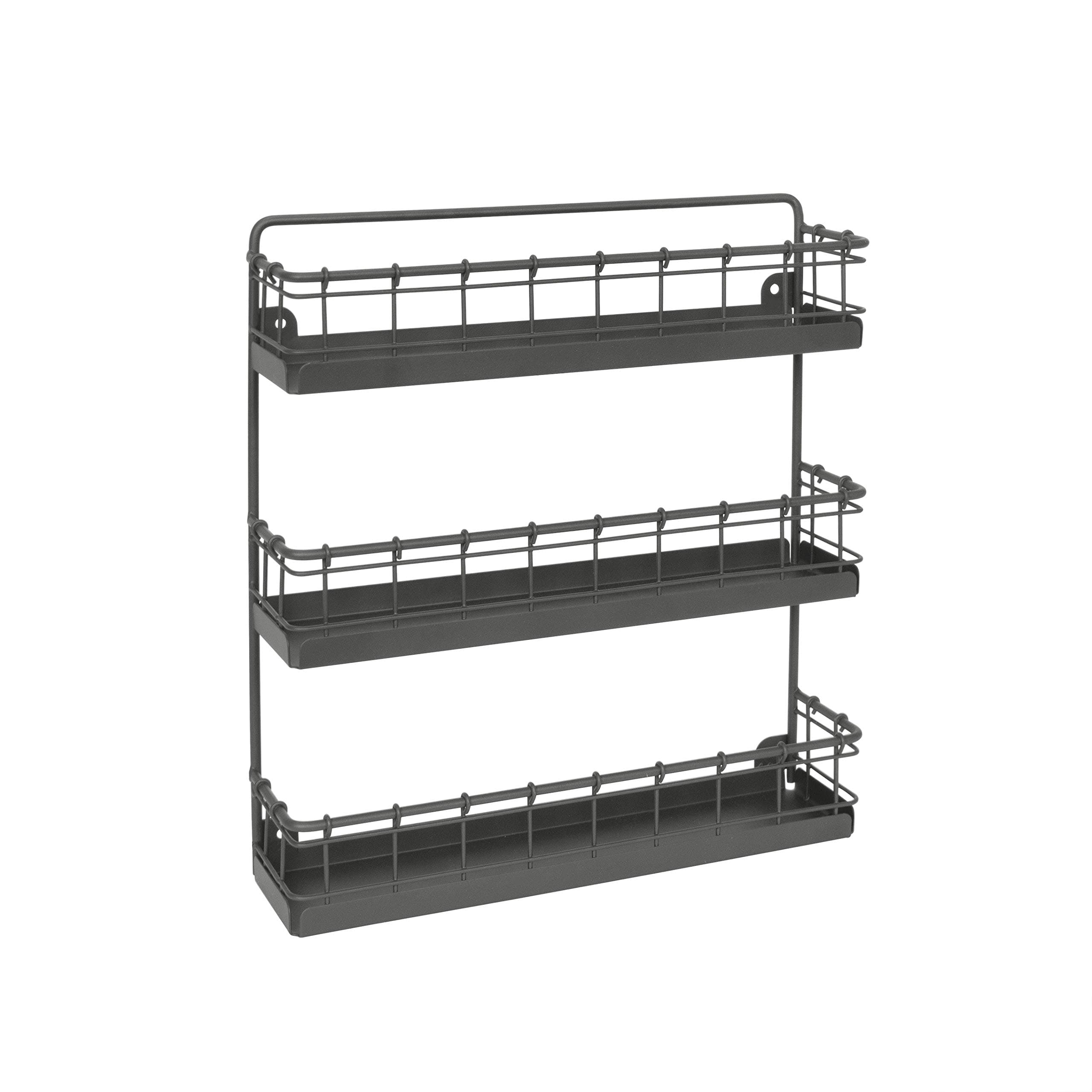 Vintage Industrial Gray 3-Tier Spice Rack for Kitchen and Pantry