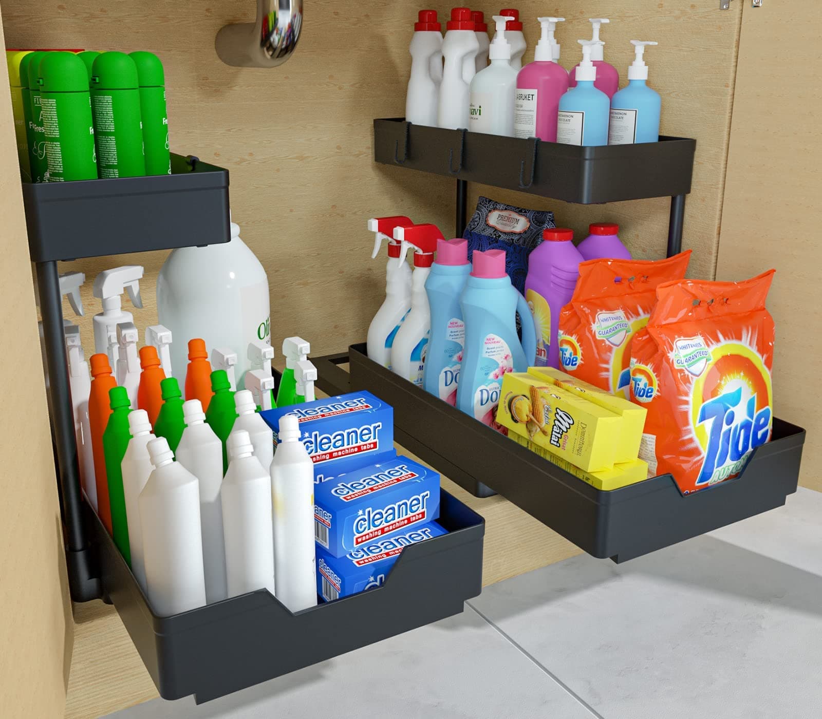 2-Pack Under Sink Organizers for Bathroom and Kitchen
