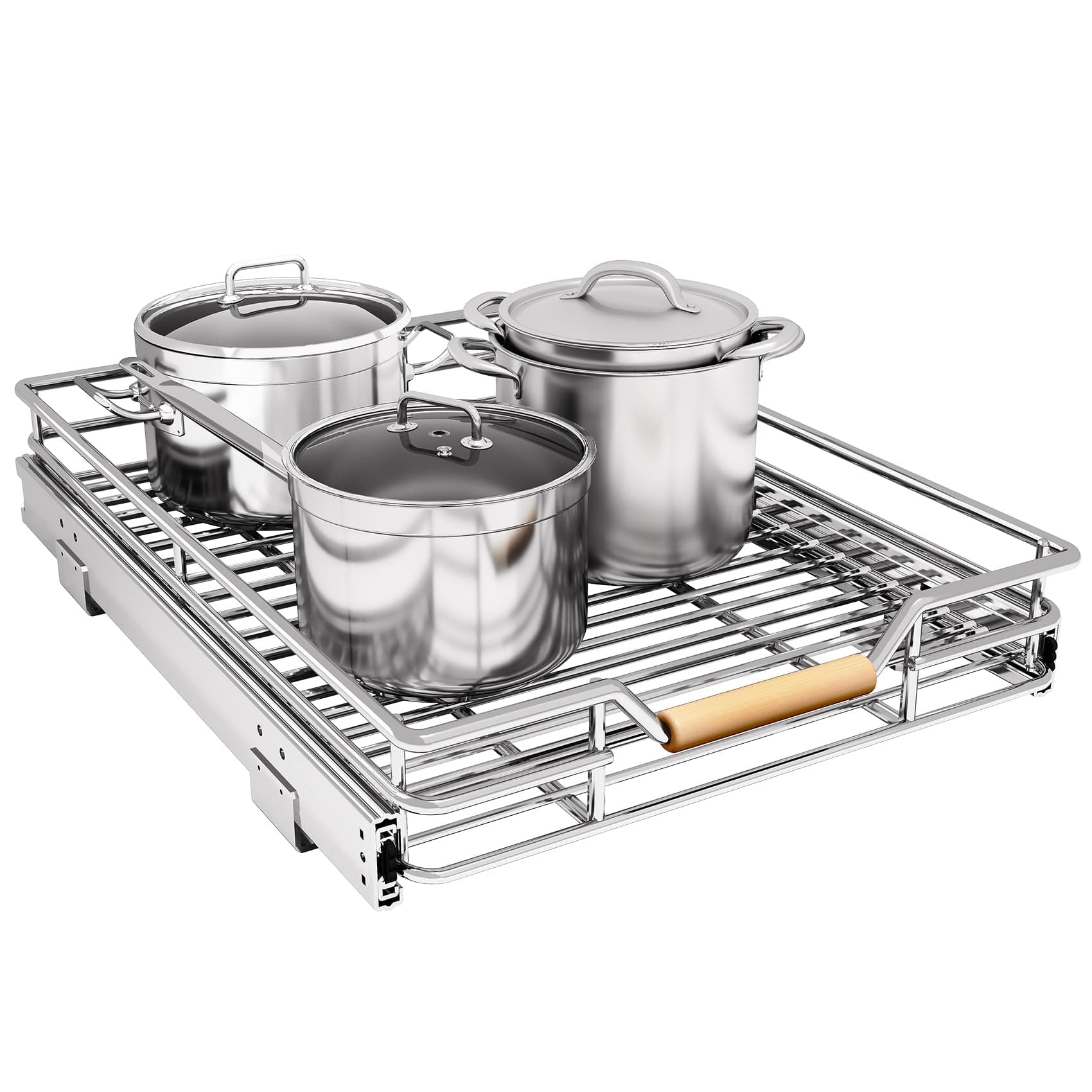 Heavy Duty Roll Out Cabinet Organizer for Kitchen Pots and Pans