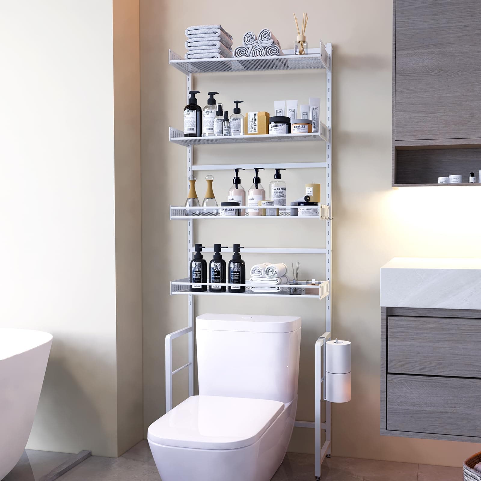 Tookomi 4-Tier Over Toilet Organizer, White