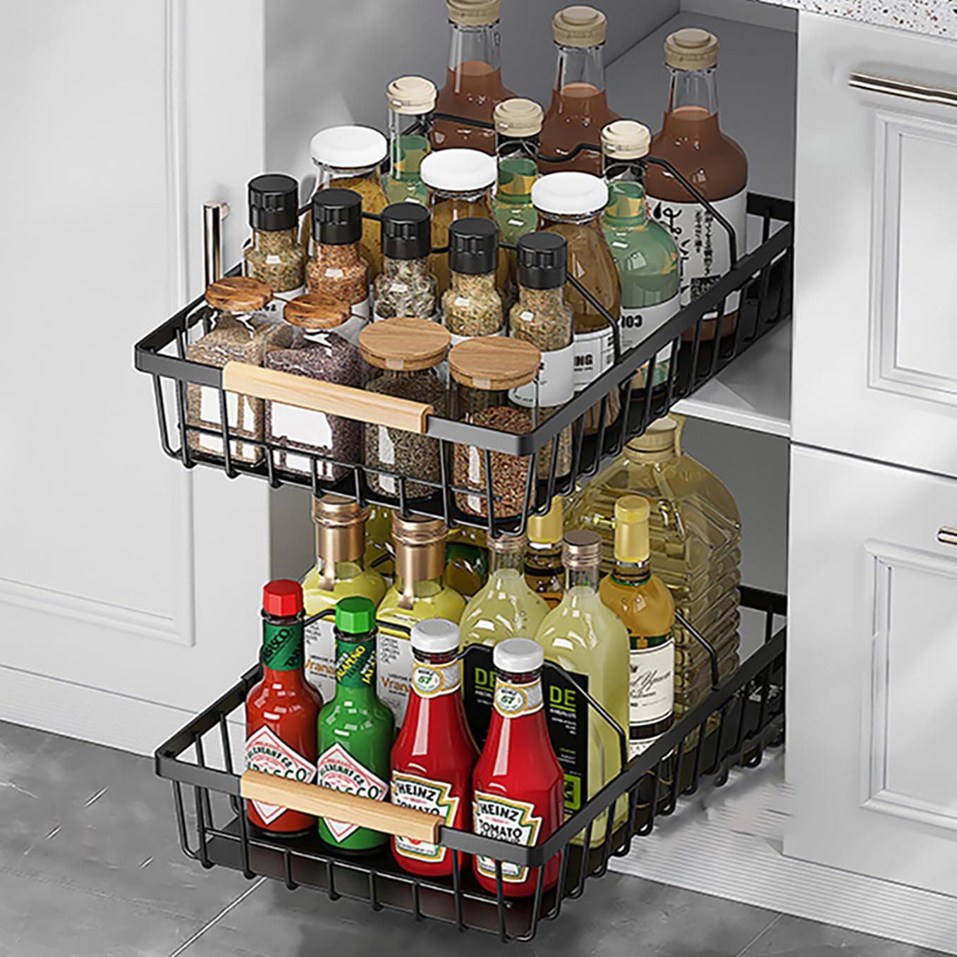 Heavy Duty Black Under Sink Cabinet Organizer, Pull-Out Drawer for Kitchen & Bathroom Storage