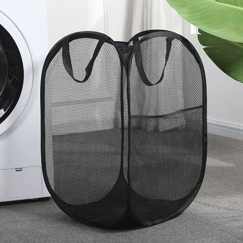 Popup Laundry Hamper 2-Pack, Foldable Mesh Basket for Dorm, Laundry Room, Bedroom, RV