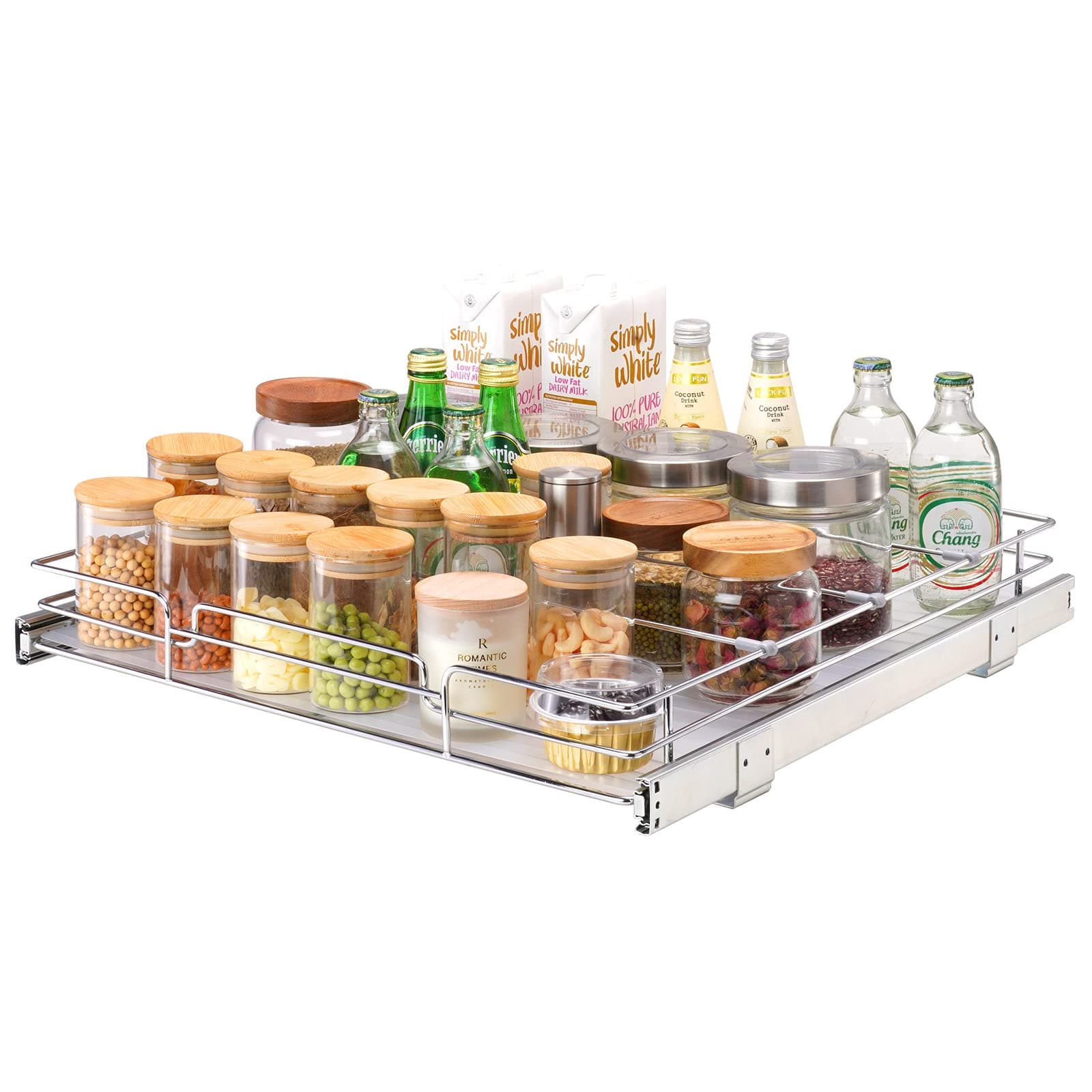 VEVOR Heavy Duty Chrome-Plated Steel Pull Out Cabinet Organizer, 22"x22" Install