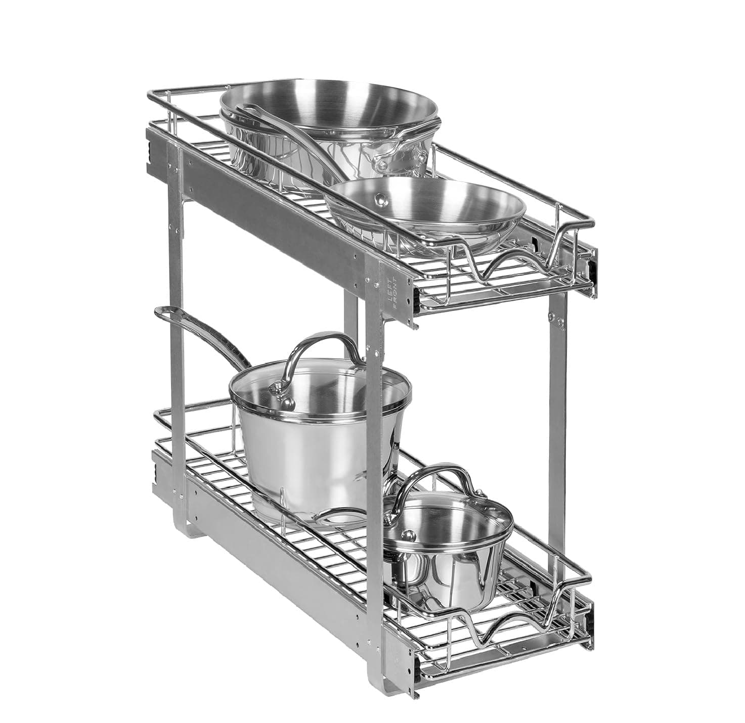HOLDN' STORAGE Heavy Duty 2 Tier Pull Out Cabinet Organizer - Anti Rust Chrome Finish