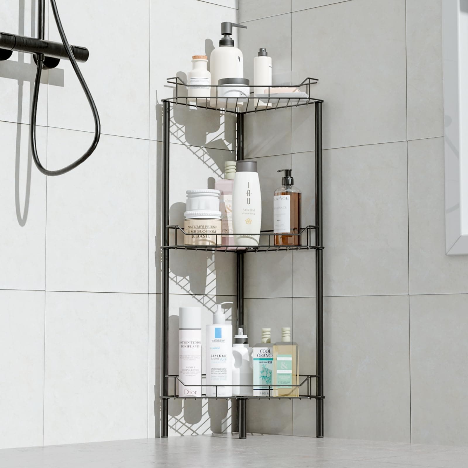 3-Tier Rustproof Black Bathroom Shower Caddy