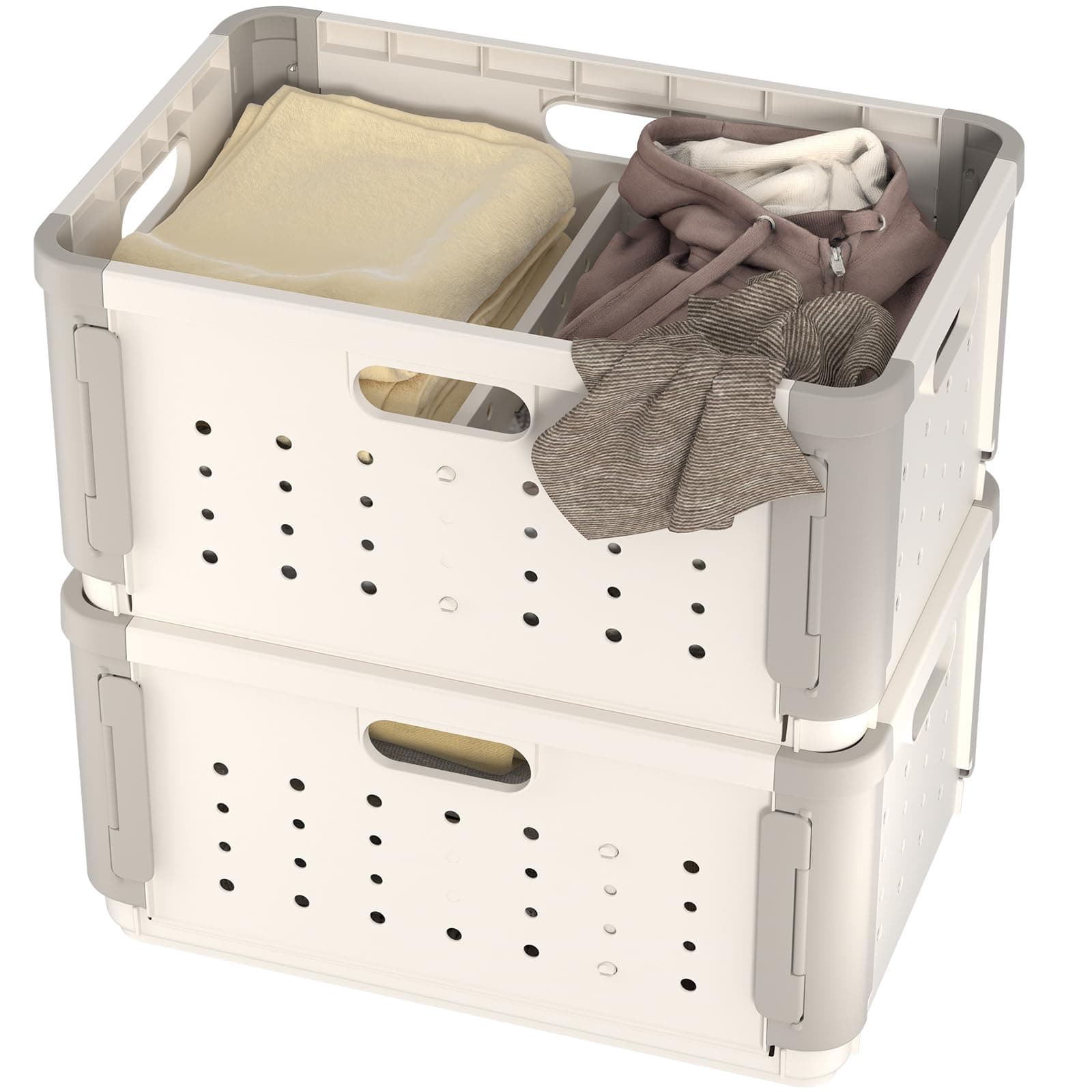 2-Section 42L Laundry Hamper with Dividers for Pre-Sorting