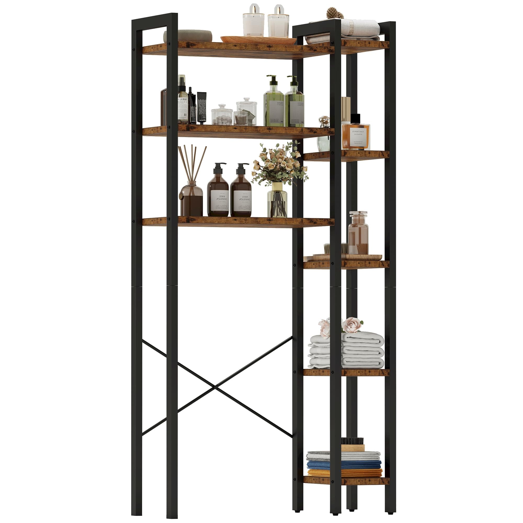 IRONCK Vintage Brown Over the Toilet Storage Organizer with 8-Tier Shelf