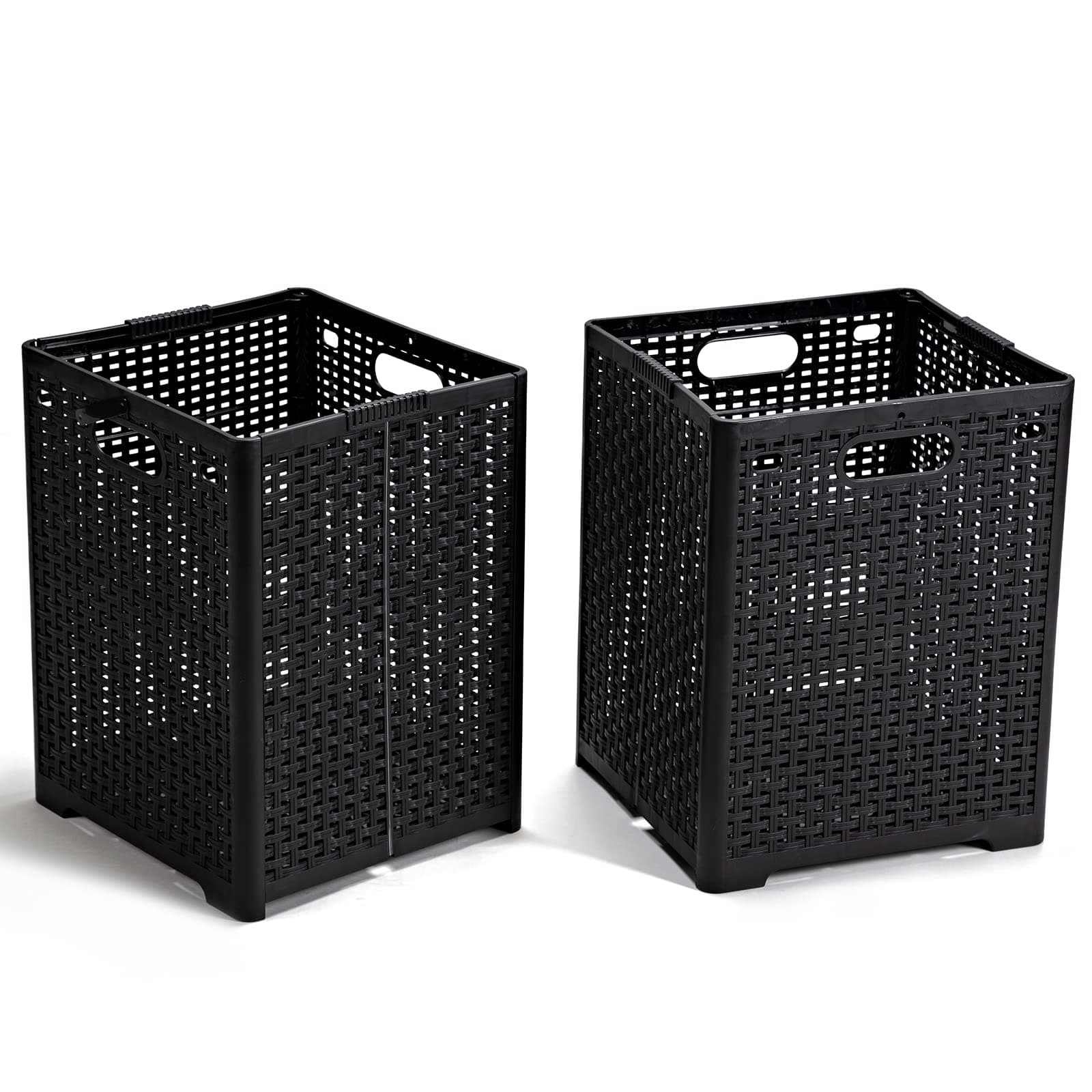 42L Black Foldable Plastic Laundry Hamper - Pack of 2