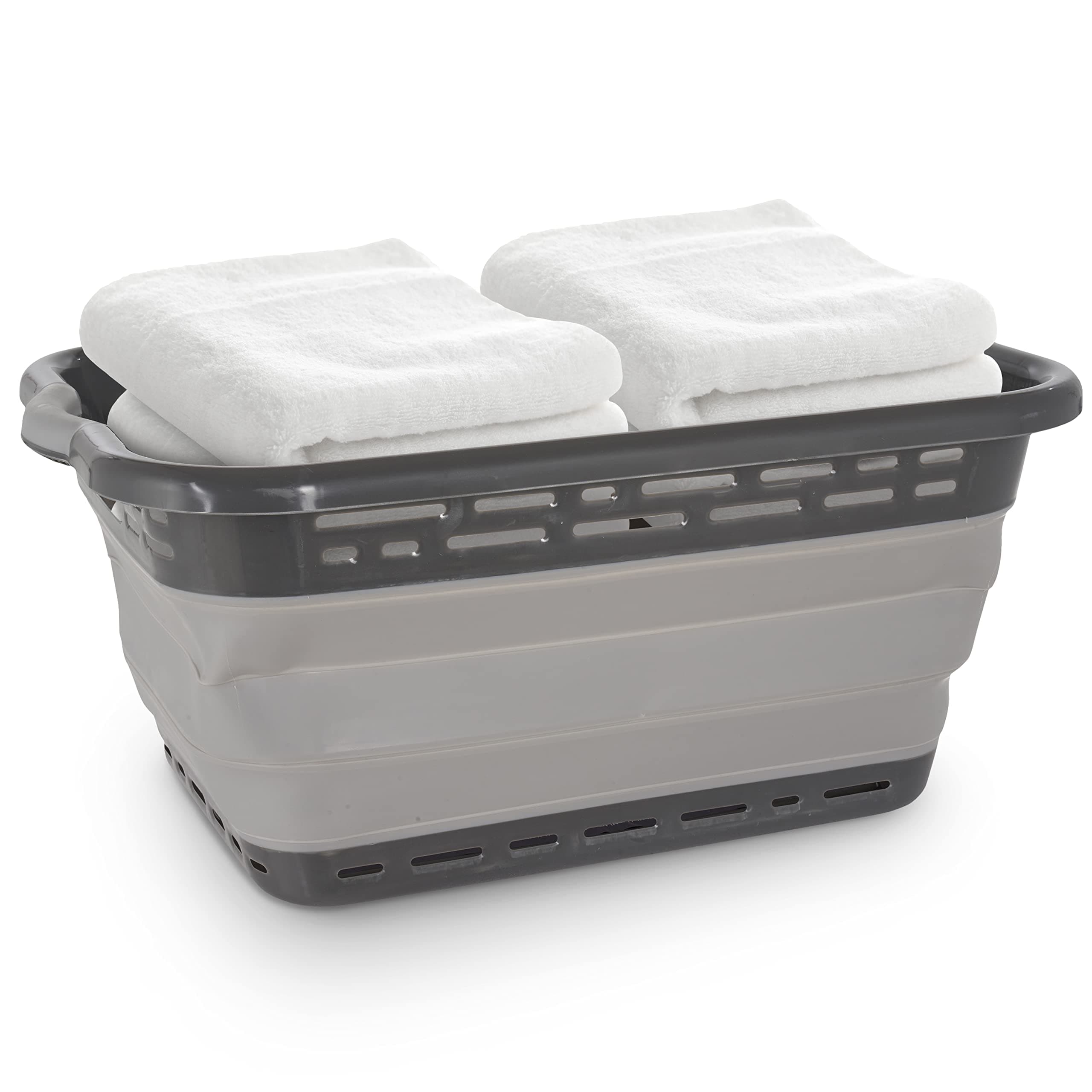 BLACK+DECKER Portable 25" Slim Laundry Basket - Ideal for Small Spaces & Travel, Black