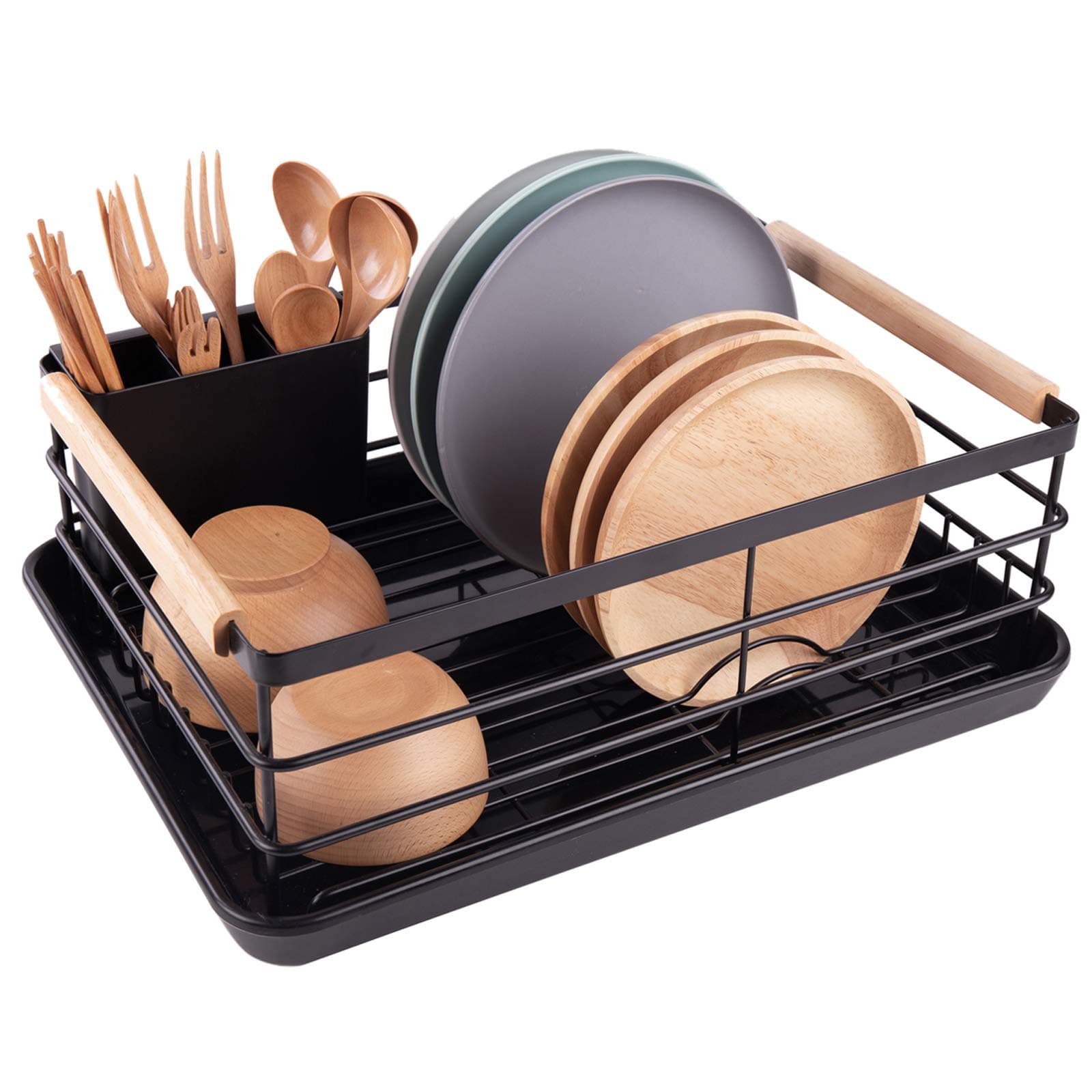 BRIAN & DANY Stainless Steel Dish Drying Rack with Cutlery Holder & Drainboard