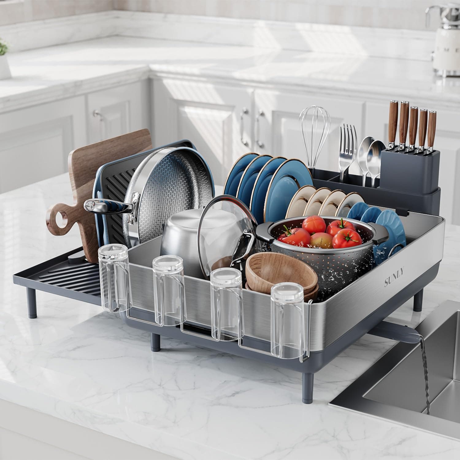 Large Stainless Steel Dish Drying Rack for Kitchen Counter