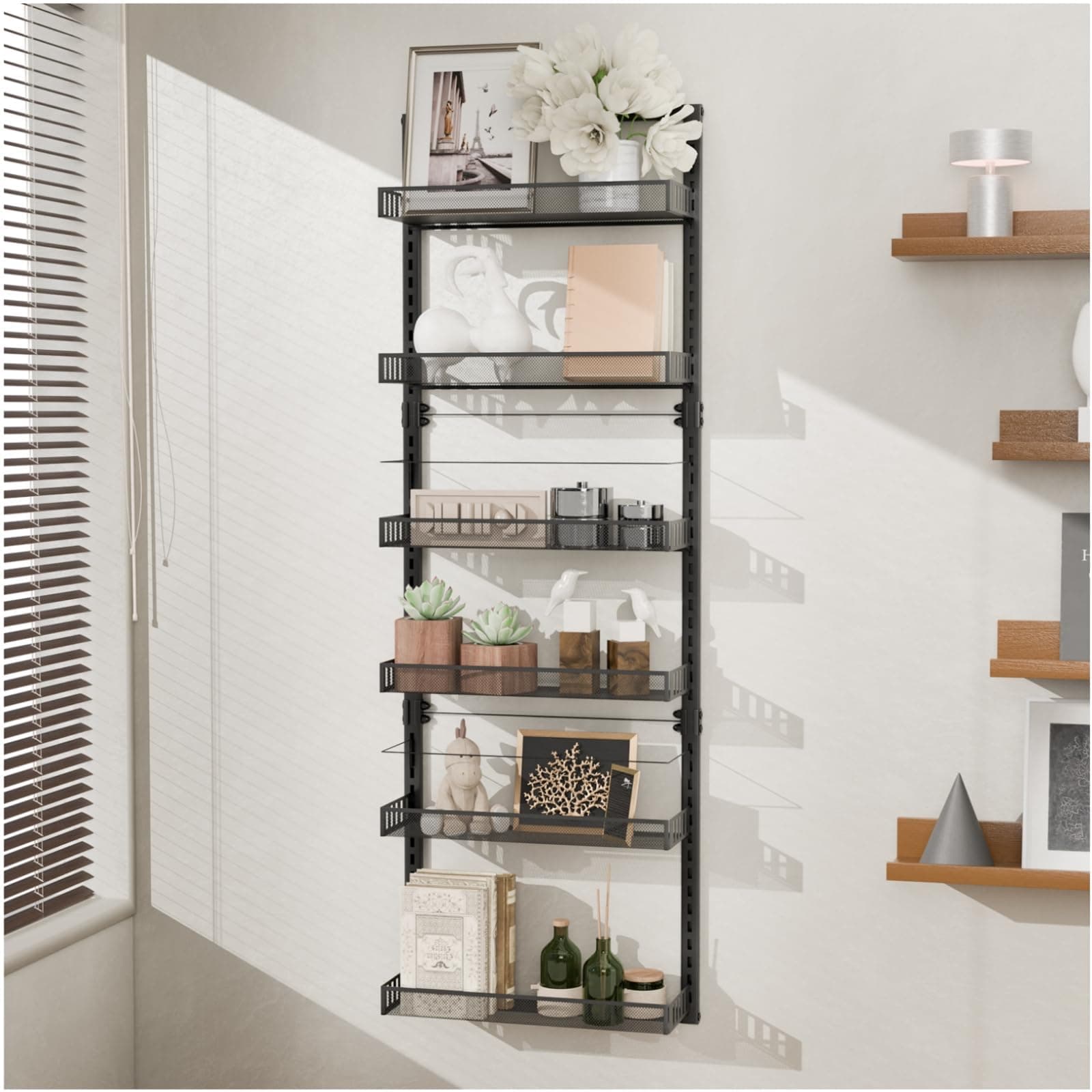 Heavy-Duty Wall Mount Spice Rack 6 Tier Wire Basket Kitchen & Bathroom Organizer 50" H