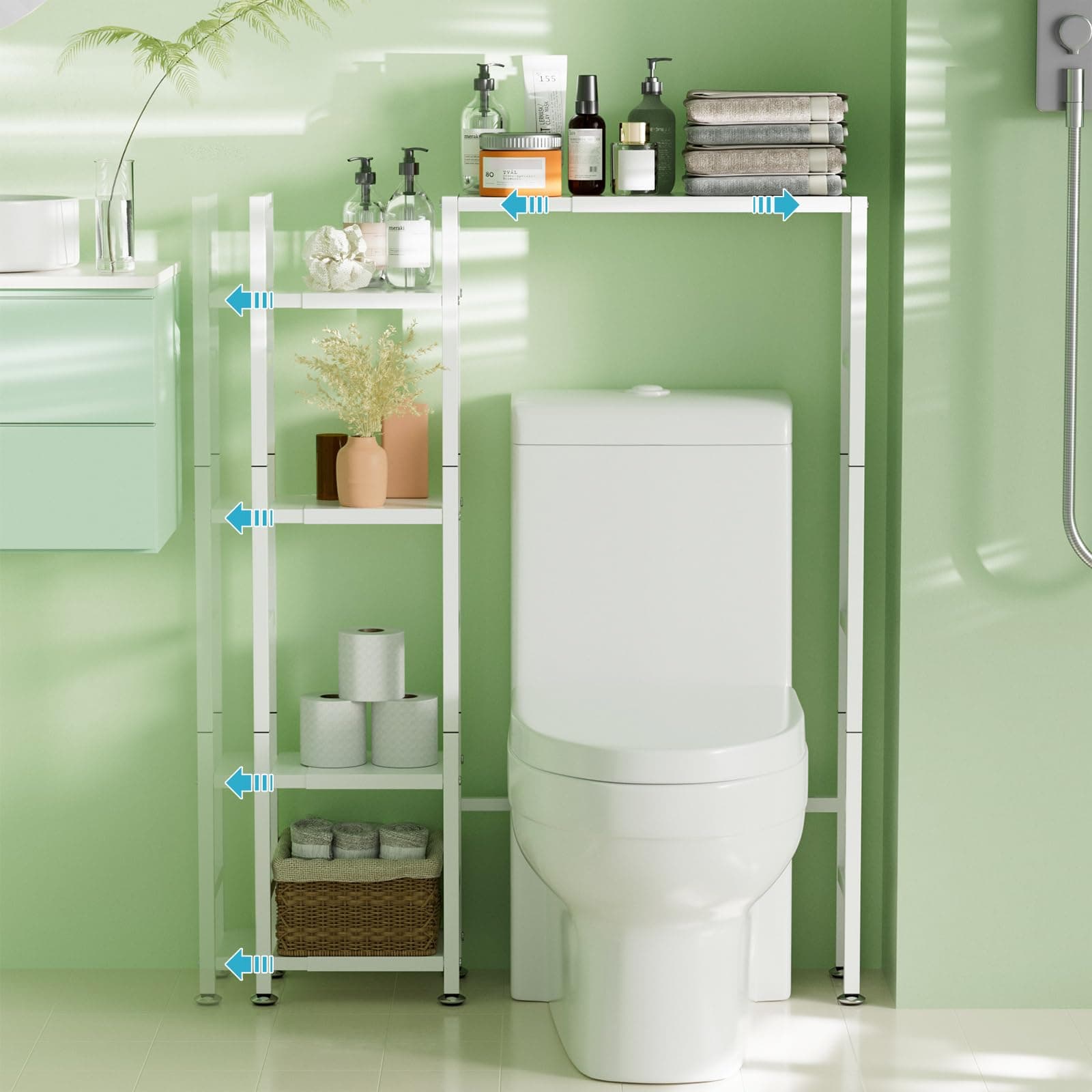 ASFSKY Expandable Toilet Organizer - 5-Tier Shelving for Bathroom Storage