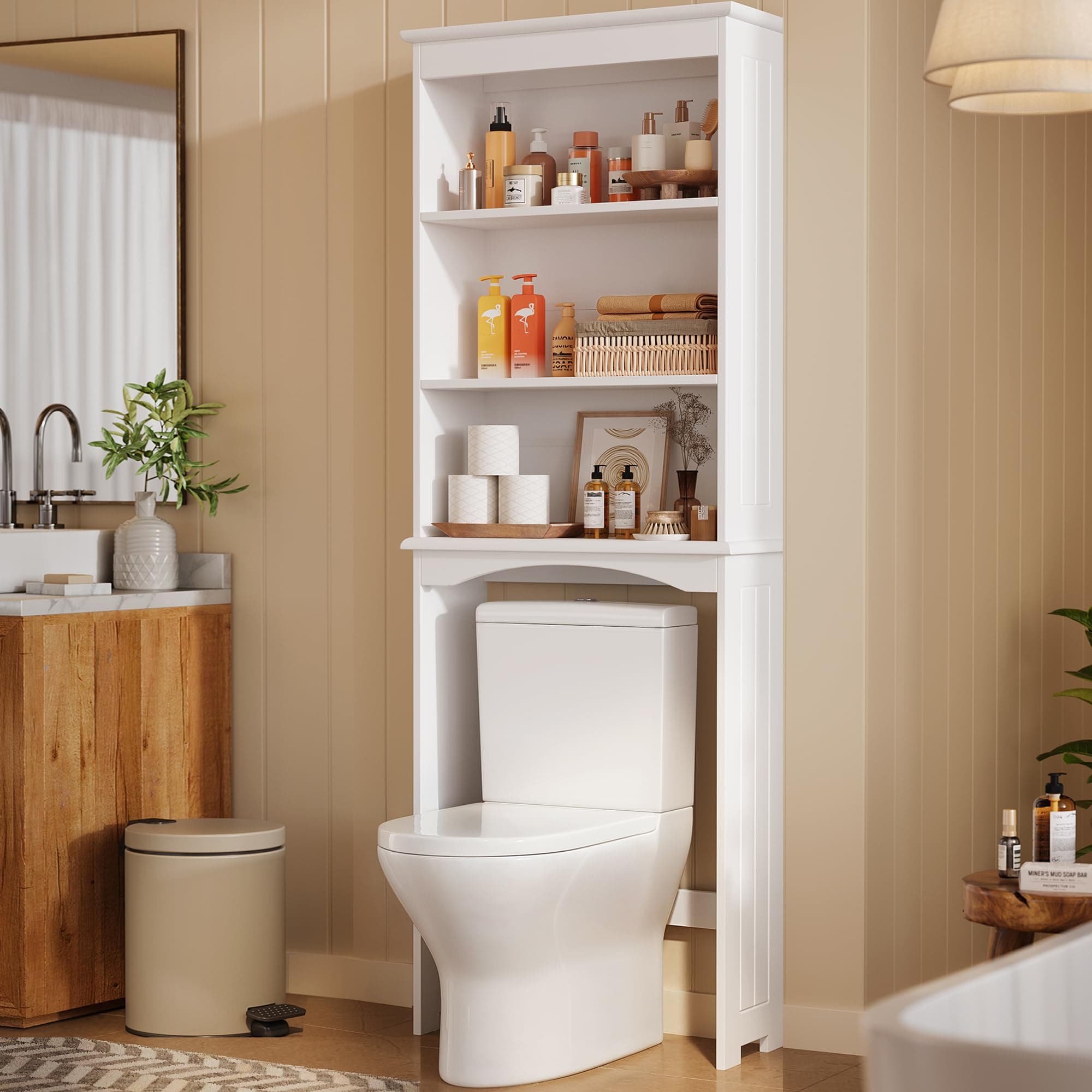 Gizoon White Anti-Tip Over The Toilet Storage Cabinet