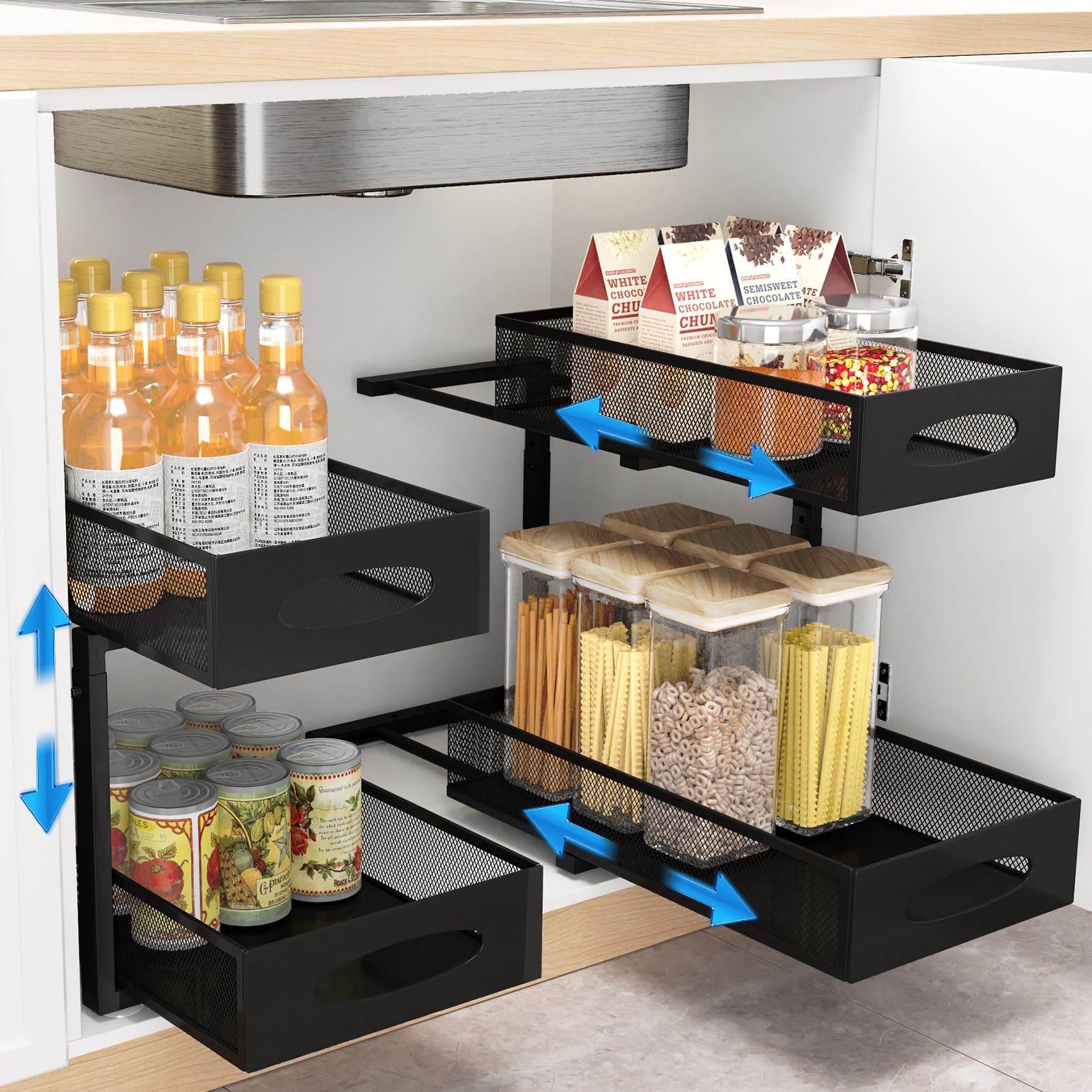 2 Tier Under Sink Organizer with Sliding Drawers for Home and Office (1 Pack)